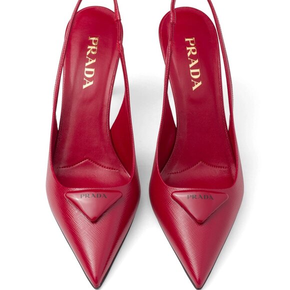 Prada triangle-logo leather slingback pumps - Picture 6 of 6